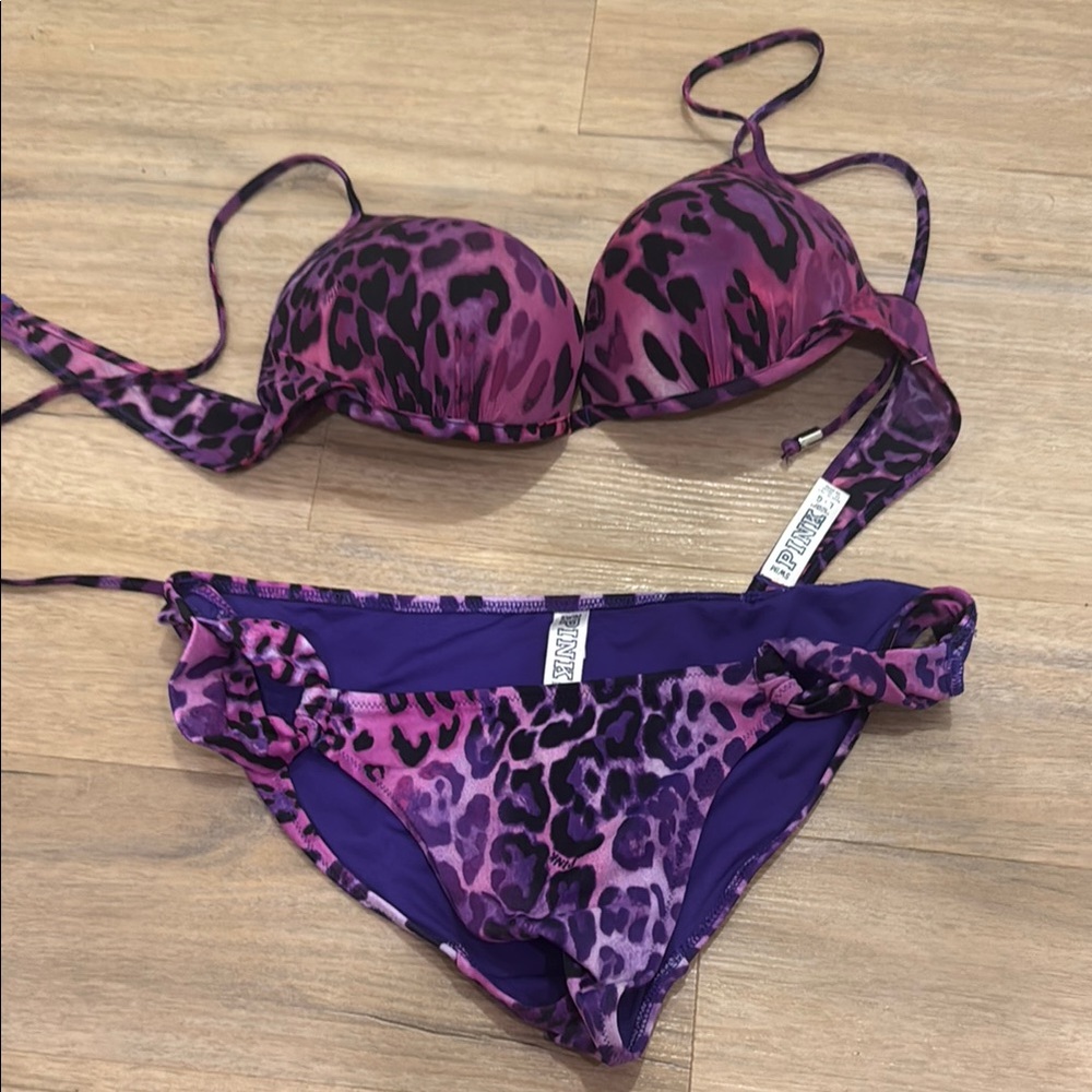 Victoria's Secret Purple Leopard Bikini Set